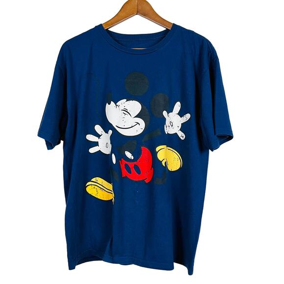 Disney Graphic Tee Mickey Short Sleeve Blue - L - Picture 1 of 4